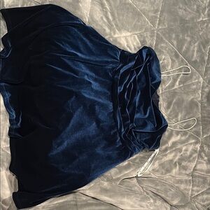 Elegant Blue Velvet high school dance dress